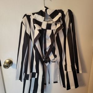 Women's stripped jacket and shorts combo